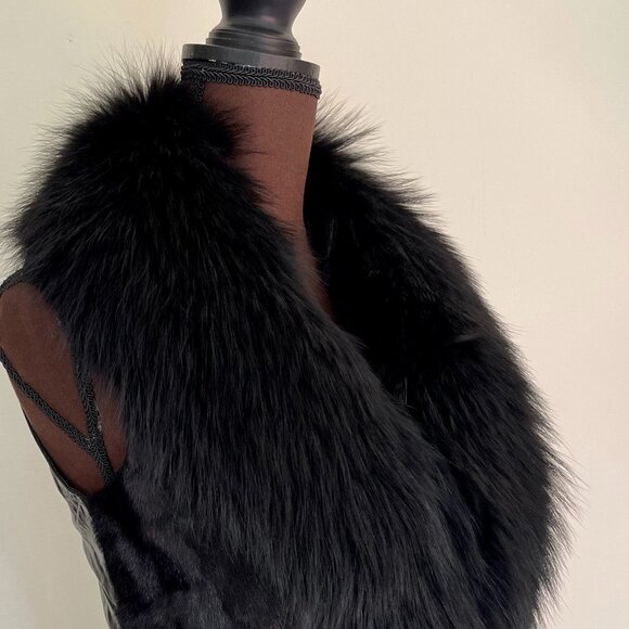 NWOT Tan Brown Leather Vest Real Fox Fur L size - Picture 16 of 16